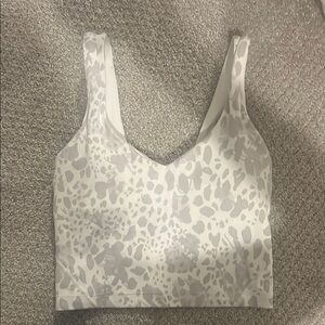 White and Gray Patterned Sports Bra